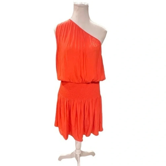 NWT Ramy Brook Leila One Shoulder Smocked Waist Dress Large - Picture 1 of 9